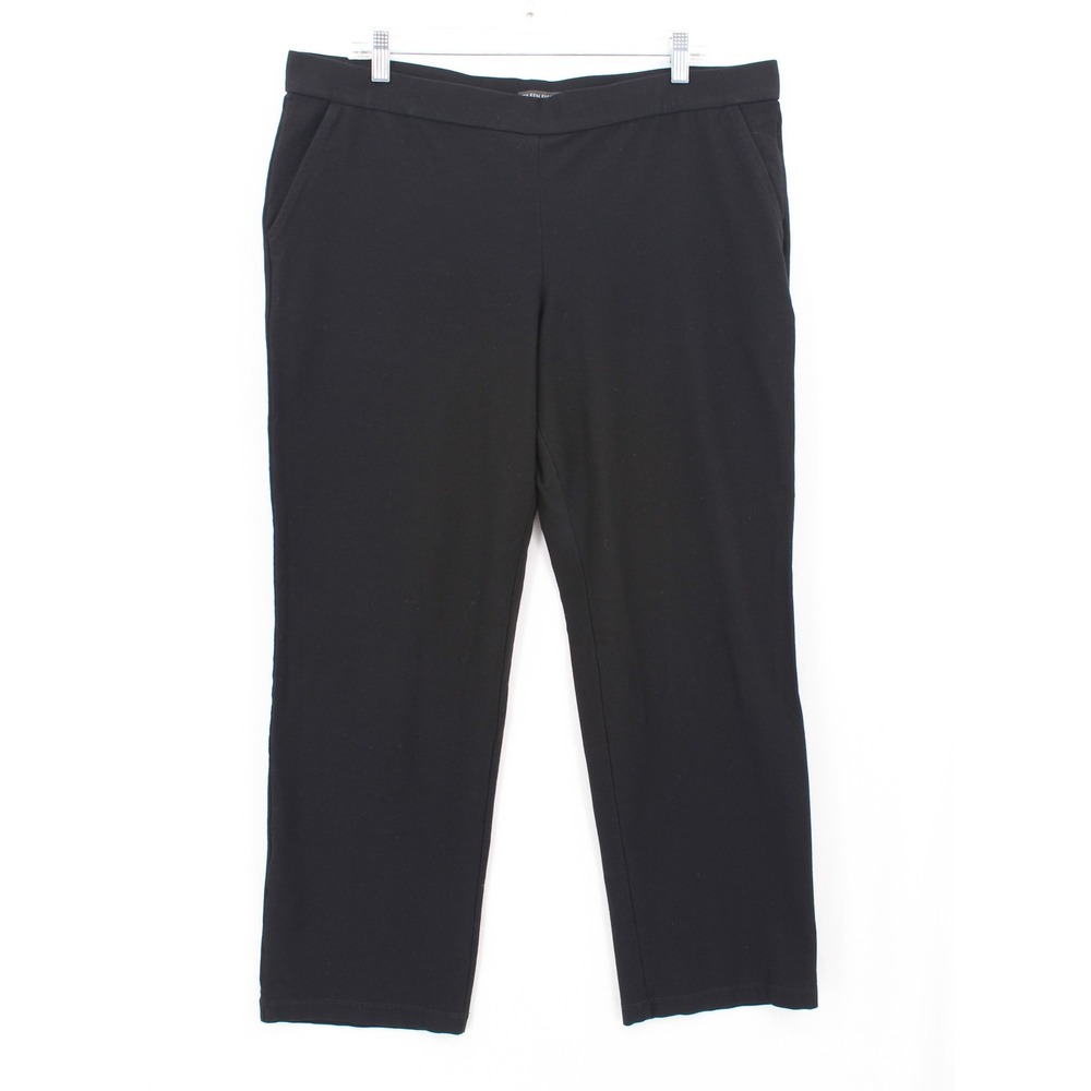 Eileen‎ Fisher Womens XL Pants Black Stretch Crepe Knit Pull On Straight Leg